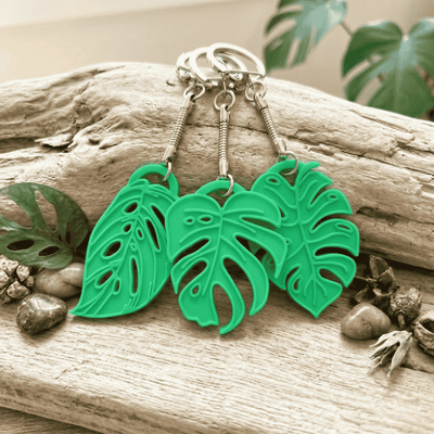 Sada 3 klíčenek s listem monstery