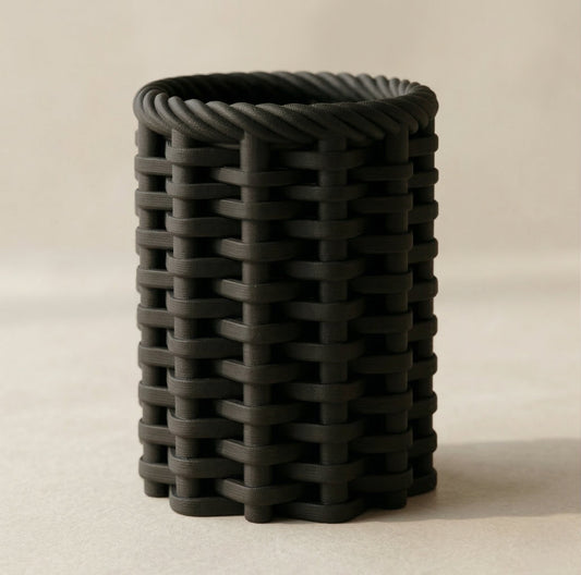 Organizér na stůl s tkanou texturou – tmavě matná černá